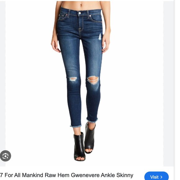 7 For All Mankind Women's Gwenevere Ankle Skinny Mid Rise Jean - Picture 2 of 12